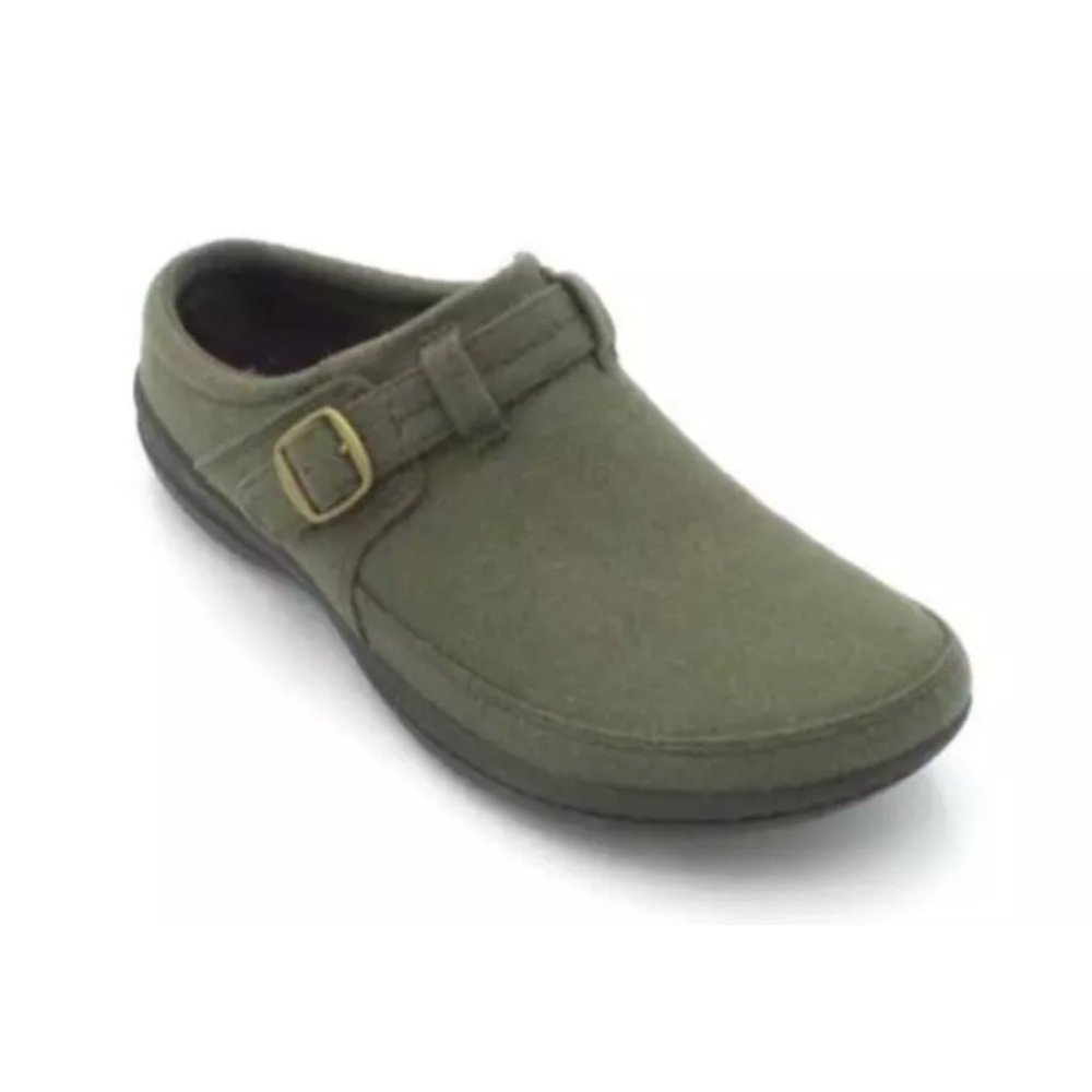 Merrell Olive Slip-On Mule with Buckle Accent SZ 7.5
